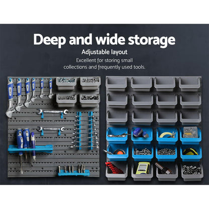 Giantz 88 Parts Wall-Mounted Storage Bin Rack Tool Garage Shelving Organiser Box