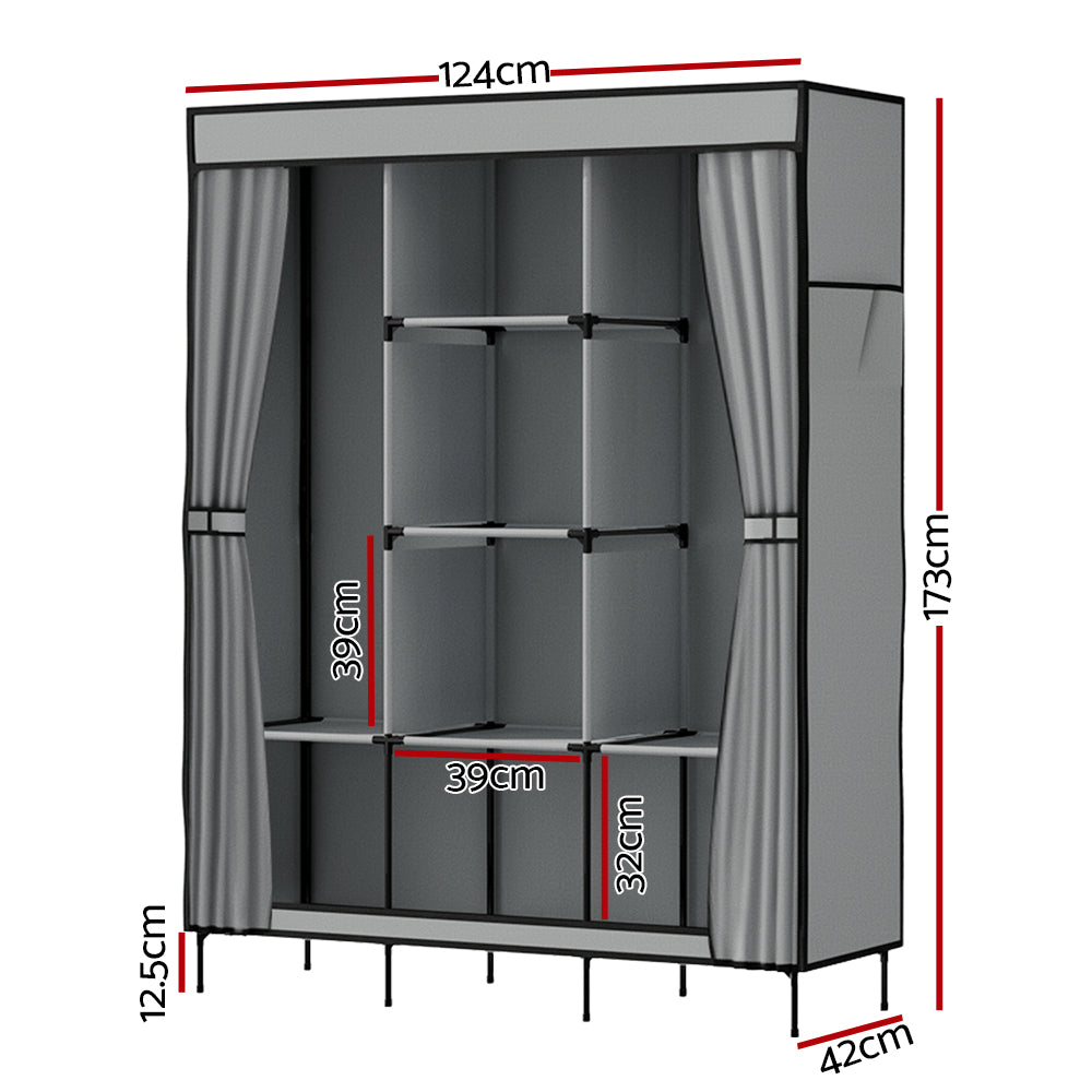 Artiss Large Portable Clothes Closet Wardrobe with Shelf Grey