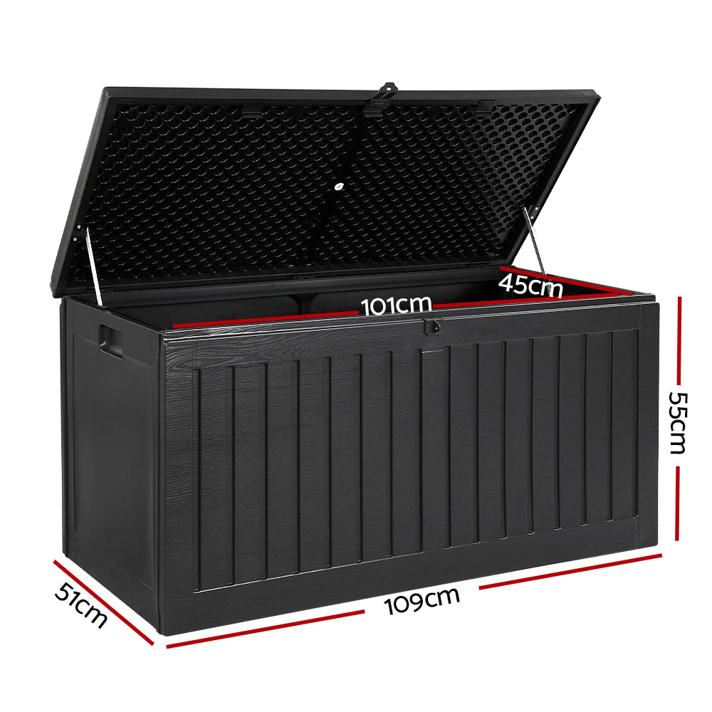 Gardeon Outdoor Storage Box Container Garden Toy Indoor Tool Chest Sheds 270L Black