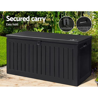 Gardeon Outdoor Storage Box Container Garden Toy Indoor Tool Chest Sheds 270L Black