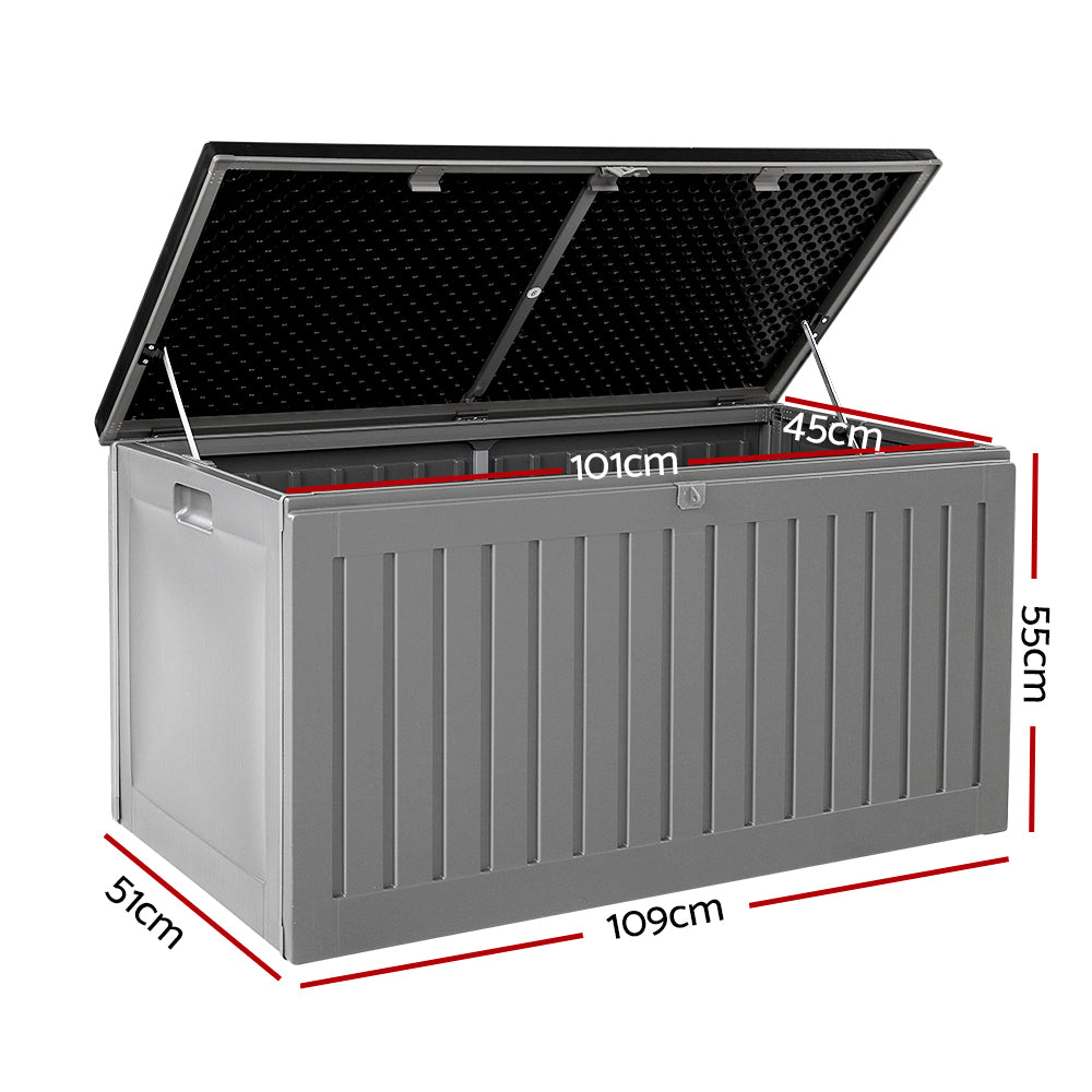 Gardeon Outdoor Storage Box Container Garden Toy Indoor Tool Chest Sheds 270L Dark Grey