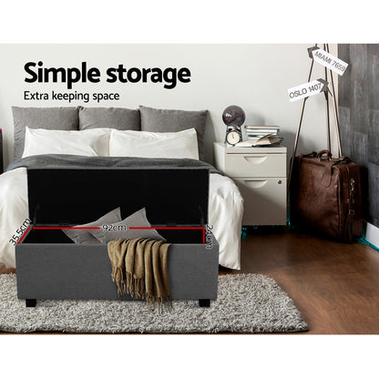 Artiss Large Fabric Storage Ottoman - Grey