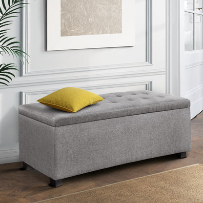 Artiss Large Fabric Storage Ottoman - Light Grey