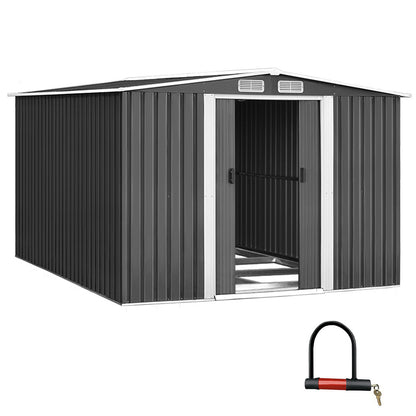 Giantz Garden Shed Outdoor Storage Sheds 2.58x3.14x2.02M Workshop Metal Base Grey