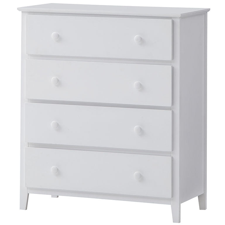 Wisteria Tallboy 4 Chest of Drawers Solid Rubber Wood Bed Storage Cabinet -White